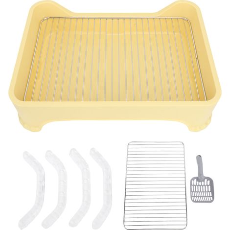 Plateau d'entraînement pour pot pour chien, support pour tampons pipi, avec grille en acier inoxydable, toilettes en maille pour chiots, pour petits et moyens chiens, jaune (1/5)