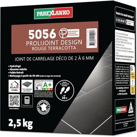 Parexlanko – Joint de carrelage 2,5 kg – Mortier hydrofuge pour joints 2 à 6 mm – Finition durable et résistante – Conforme NF EN 13888 CG2 WA