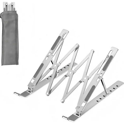 Support ordinateur portable en aluminium, pliable ventilé, réglable hauteur, support ergonomique compatible avec les ordinateurs portables/tablettes de 10-17 pouces, pour MacBook Pro/Air HP Dell