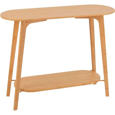 Console ovale 2 niveaux 100x35x80 cm en bambou naturel - GORLEA (1/5)