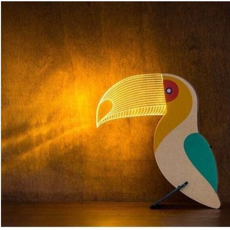 Creative acrylic night light, wooden animal LED lights for living room and bedroom decoration, toucan-shaped LED lights, (1/4)