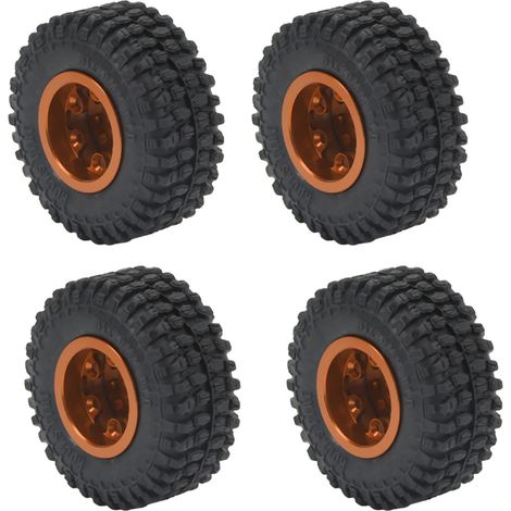 Gummireifen aus Aluminiumlegierung im Maßstab 1:24, tiefes Profil, verbesserte Dämpfung, für RC-Modellautos im Maßstab 1:24, orange (1/5)
