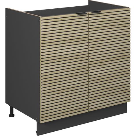 Mobile lavello cucina Fame-Line, Pannello in quercia, 80 cm senza piano di lavoro, Vicco