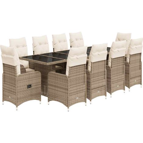 Maison Exclusive - 11-tlg. Garten-Bistro-Set mit Kissen Beige Pol (1/5)