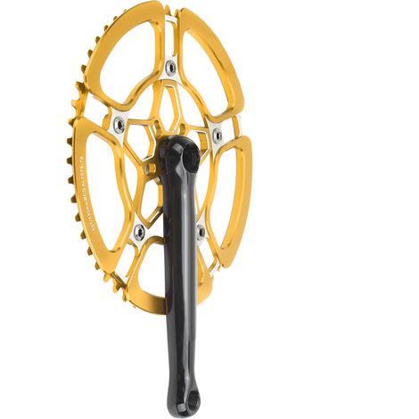 Manivelle Vélo Fixie 170mm Alliage Aluminium 53T, Plateau Bras Manivelle Doré Accessoire Vélo Single Speed (1/5)