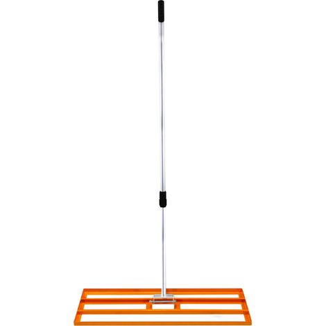 Livellatrice 100cm x 32cm Rastrello Livellatore Leggero Acciaio Zincato Alluminio Arancione 1,2 - 1,9m Manico Estensibile Facile Impugnatura Attrezzo Giardino Erba Terreno Tappeto Erboso Artificiale C