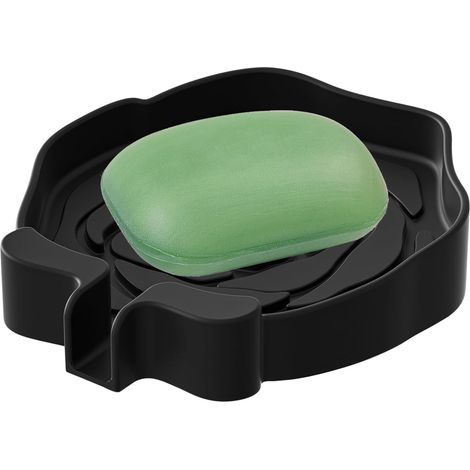 Porte-Savon en Barre Accessoires De Rangement En Silicone À Égouttage Plateau De Douche Avec Égouttoir pour Cuisine Salle de Bain Plan de Travail (1/5)