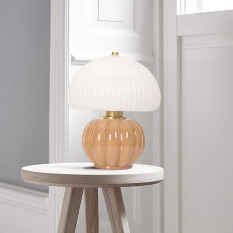 Lampe à poser Madeleine Verre et Céramique coloris Beige (1/3)