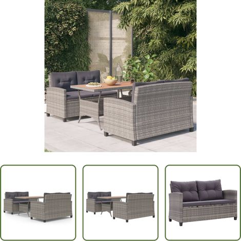 Salle à manger extérieure - Ensemble à manger de jardin 3 pcs Résine tressée bois d'acacia (1/5)