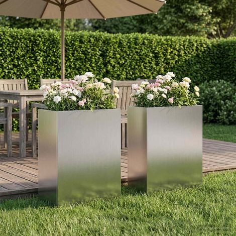 Cache-pot de jardin 2 pc Argenté 40 x 20 x 50 cm (1/5)
