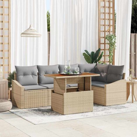 Gartensofa-set 6 Stk. Beige und Grau vidaXL (1/5)
