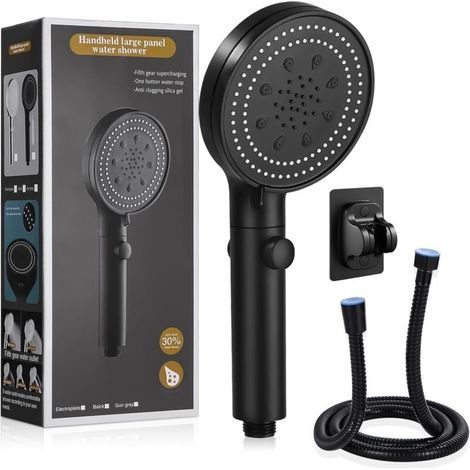 Soffione doccia ad alta pressione, soffione doccia a 6 modalità con tubo flessibile da 1,5 m, soffione doccia a risparmio idrico, doccetta per bagno, soffione doccia a risparmio idrico con tubo flessi (1/5)