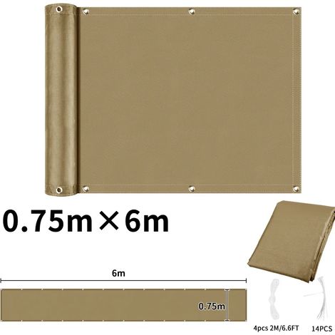 (Jaune sable, 75x600CM) Tissu pare-soleil imperméable avec perforations, adapté aux balcons, terrasses et jardins extérieurs. (1/5)