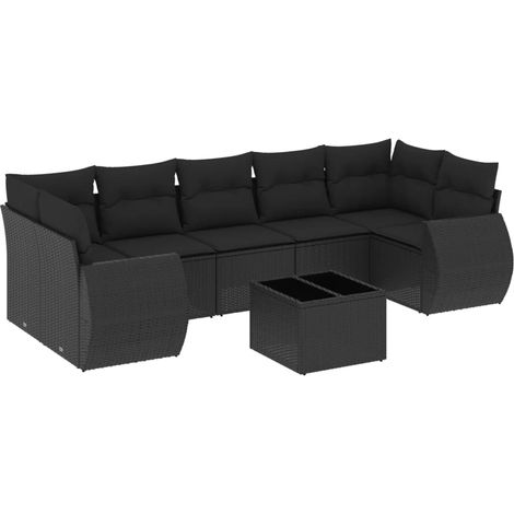 Maison Exclusive - 8-tlg. Garten-Sofagarnitur mit Kissen Schwarz (1/3)