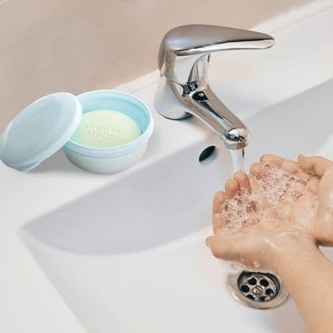 Porte-Savon en Plastique Bleu avec Une Couche à sécher Portable pour Voyage-Lot de 1 boîtes à Savon (1/5)