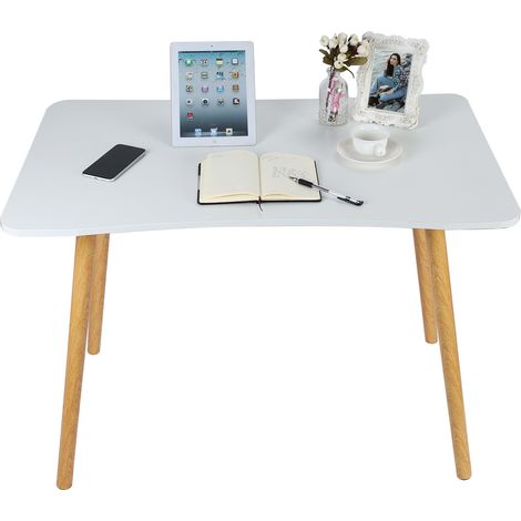 Table de bureau pour étude et travail, bois MDF et métal,100x60x73cm,BLANC (1/5)