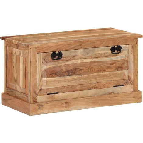 Vidaxl – Banc de rangement pour chaussures en bois d'acacia massif 85x40x45cm – 2 grands compartiments – Style rétro unique (1/5)