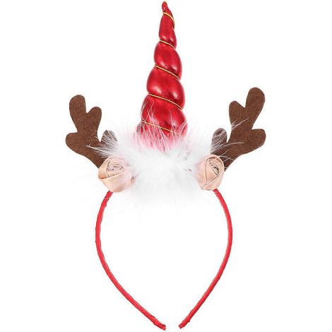 1 coiffe décorative de Noël en peluche adorable (corne de licorne)-27x12x3cm-Red (1/3)