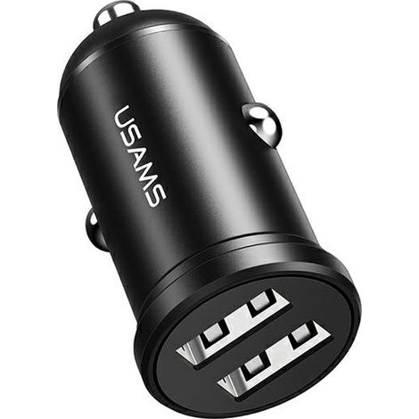 Cargador de coche mini USB usams de 2,4 A, color negro. (1/5)