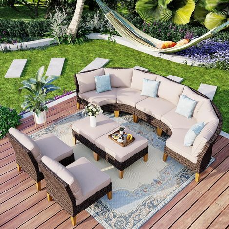 Lounge Set Polyrattan Sitzgruppe Wasserdicht Wetterfest Cr006-14-9i1 (1/5)