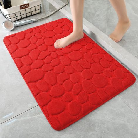 Memory Foam Bath Mat - Absorbent Bath Mat - Decorative Bath Mat - Non-Slip - for Bathroom and Living Room - 40 x 60 cm - Red, 35D Memory Foam