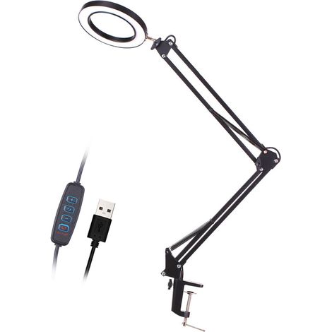 5x LED Magnifying Lamp with Hands-Free Clamp, Magnifying Glass, Desk Lamp, Adjustable Swivel Arm, USB Powered Magnifying Lamp (1/5)