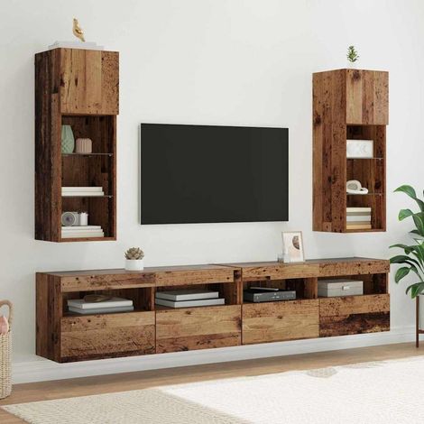 vidaXL Wall-mounted TV Cabinets 2 pcs Old Wood 30.5 x 30 x 90 cm