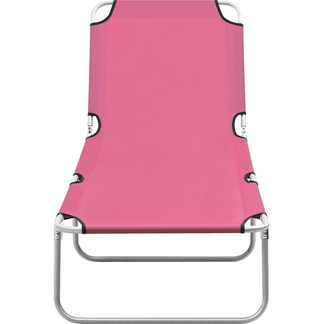 Maison Exclusive - Lettino Prendisole Pieghevole in Acciaio e Tessuto Rosa (1/5)