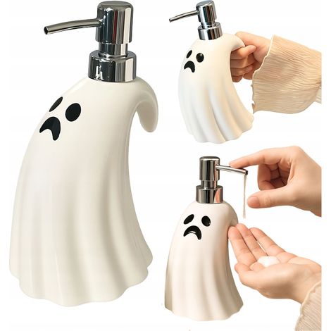Dispensador de jabón de fantasma de Halloween, jabonera de cerámica Deko 400 ml (1/5)