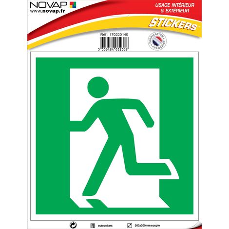 Panneau Sortie à utiliser en cas d'urgence gauche - Vinyle adhésif 200x200mm - 4032368