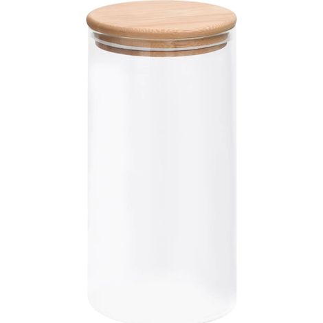 Pots de conservation en verre couvercle en bambou 4 pcs 1200 ml CFW769235 (1/5)
