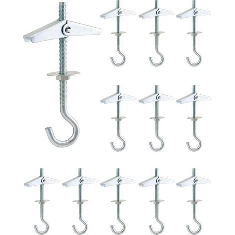 12 Deckenhaken aus Kohlenstoffstahl, M5 x 90 mm, zum Aufhängen von Pflanzen an Gipsdecken. (1/4)