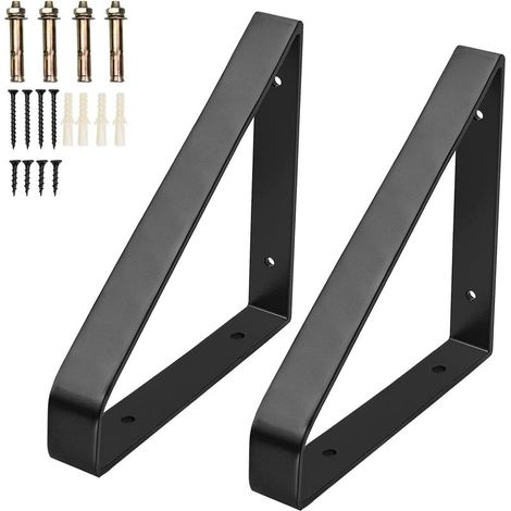 (Noir)avec Vis,2Pcs Équerre De Fixation Triangle En Métal Charge Lourde, Equerre Murale Supports Étagère Murales Triangle, Supports à Angle Droit en Métal pour Meubles Suspendus Connecteur Industriel (1/5)