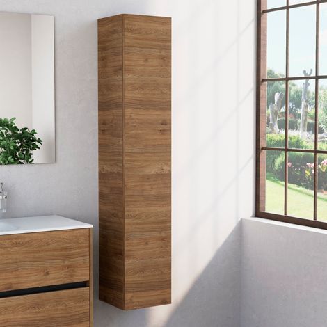Inda - Colonna bagno con anta SX e 4 ripiani 30x160 cm - Rovere (1/4)