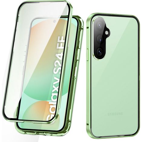 Custodia magnetica a doppio vetro per Samsung Galaxy S24 FE, verde (1/5)