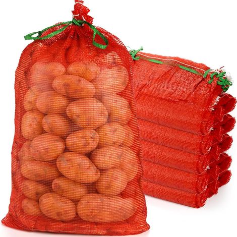 Lot de 50 sacs réutilisables en filet pour fruits et légumes,78 x 48 cm,orange foncé,fermeture à cordon,renfort en filet résistant (1/5)