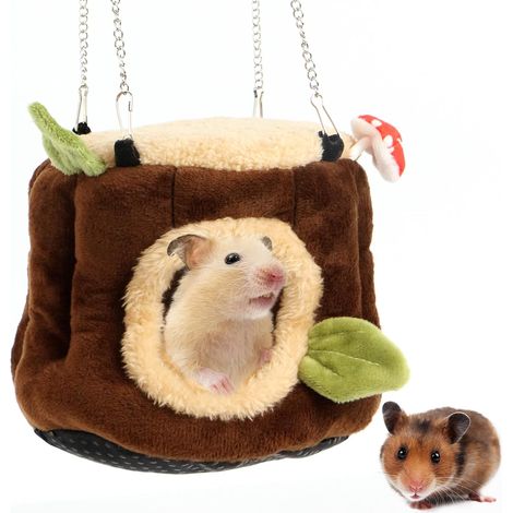 Maison pour Cochon d'Inde, Hamac pour Petits Animaux de Compagnie, Peluche Lapin Lit Couchages Hiver Cabane pour Lapin Nain, Chinchilla, Hérisson Cobayes Hamsters, 15 x 17 cm (L x l) (1/5)