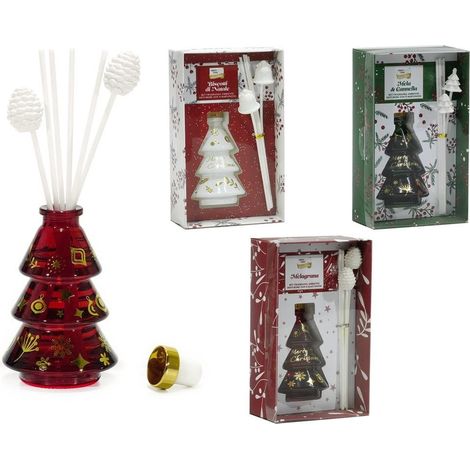 TRADE SHOP - Set Diffusore Di Fragranza Per Ambiente Forma Albero Natalizio Da 80ml Con 6 Bastoncini - (1/4)