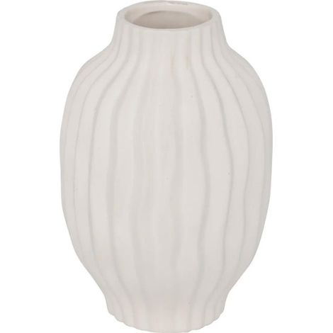 Vase Design en Céramique "Fernan" 22cm Blanc (1/4)