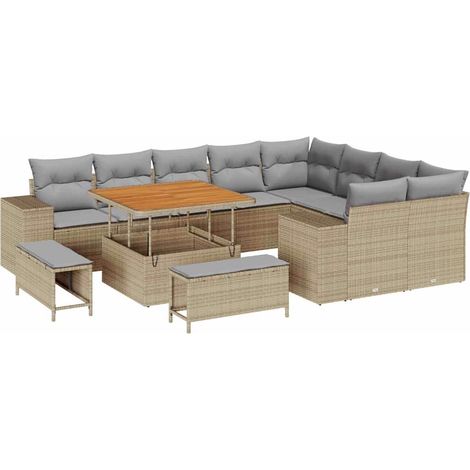Maison Exclusive - Set Divano da Giardino con cuscino 12 pcs Beige e Grigio Chiaro