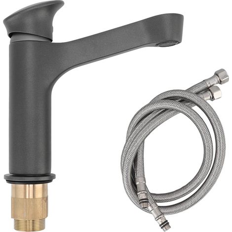 Robinet d'évier cuivre eau chaude froide antirouille moderne mitigeur lavabo pour salle de bain cuisine gris (1/5)