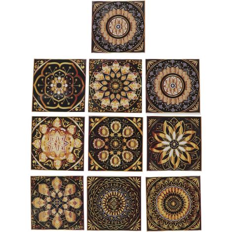 10 autocollants de carrelage waterproof motif transparent adhésif mural déco pour hôtel chambre cuisine (1/5)