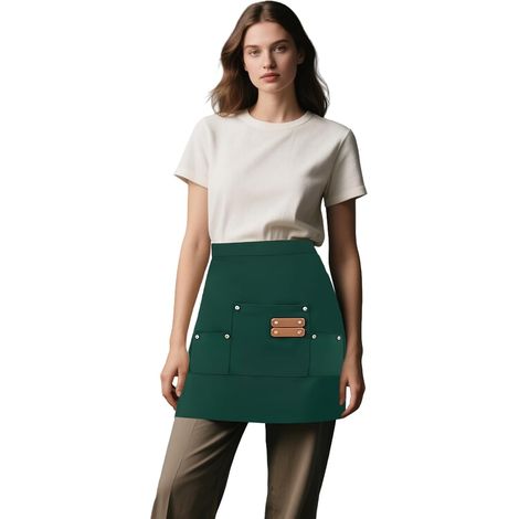 Tablier Taille Courte, Tablier Demi-taille avec 3 Poches, Tabliers de Chef de Cuisine Imperméable, Tablier de Serveur Café Restaurant Bar, Tablier Court pour Hommes Femmes (1/5)