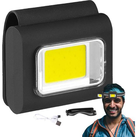 Lampe frontale Boîtier ABS Lampe frontale USB rechargeable avec base magnétique et design étanche Puissante lampe de poche extérieure pour la randonnée, le cyclisme de nuit, les travaux (1/5)