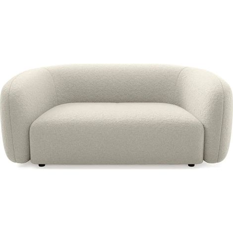 BAHIA - Canapé droit tissu bouclette 2 places - Beige
