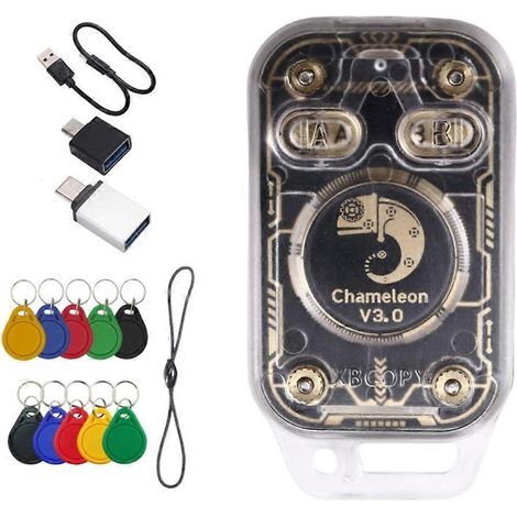 Lecteur de puces RFID Chameleon V3.0, copieur d'étiquettes IC, lecteur/graveur NFC, émulateur de cartes à puce + porte-clés 5XUID/CUID (1/5)