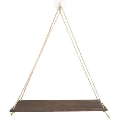 Support Pour Pot De Fleurs - Étagère Murale Suspendue En Bois Et Corde De Jute - Pour Salon Chambre Salle De Bain Jardin Intérieur - 1 Pièce (1/5)