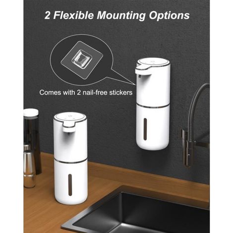 Distributeur de Savon Automatique,380 ML USB C Rechargeable Distributeur de Savon Liquide avec 4 Niveaux Ajustablest (1/5)
