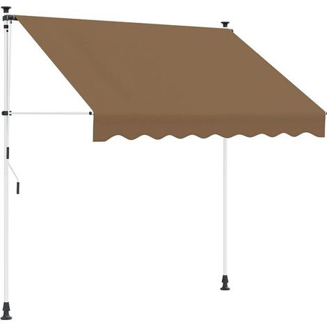 Auvent rétractable manuel beige 250 cm - Auvent de terrasse protection solaire jardin extérieur résistant (1/5)