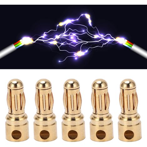 Connecteur de bornier moulé par injection, fiche banane 3,5 mm, tout cuivre plaqué or, broche lanterne, pour accessoires de modélisme aérien. (1/5)